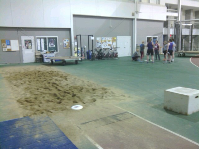 Training for WCBU 2015 in the long-jump pit