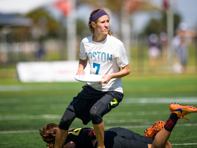 Frisco, TX: Kami Groom (Brute Squad #7) during the women's final at the 2015 USAU Club Championships